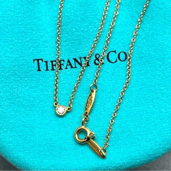 Tiffany & Co. 18k Yellow Gold 16” Chain Necklace .05 CTW Bezel-Set Diamond NWOB - Picture 15 of 15